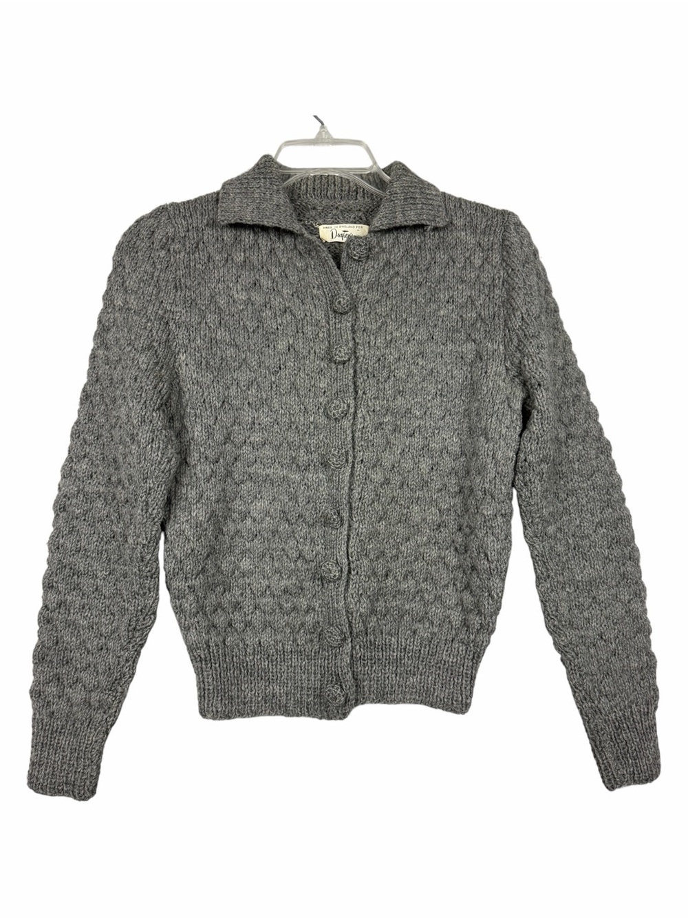 Vintage England Made Wool English Pullover Textured Collar Sweater